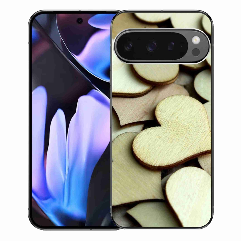 Gélový kryt mmCase na Google Pixel 9 Pro XL - drevené srdiečka