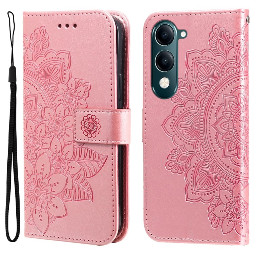 Floral knižkové puzdro na Vivo Y29s 5G - ružové