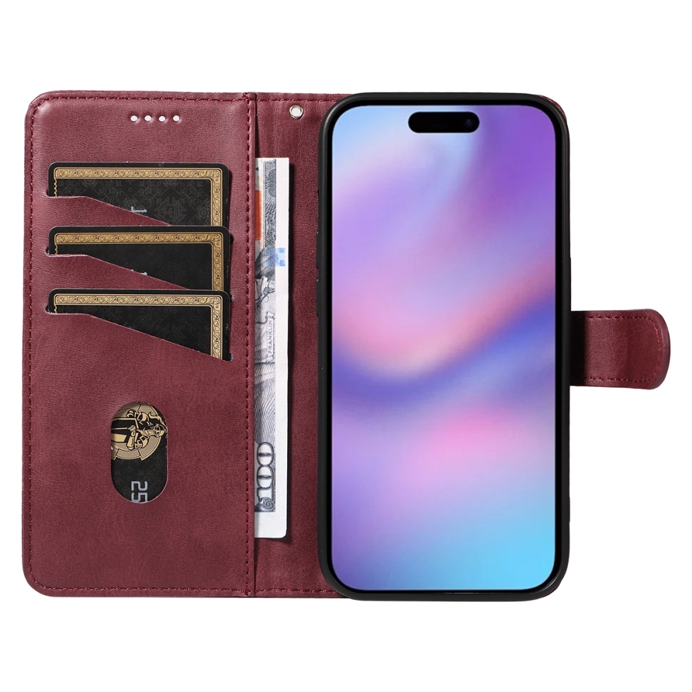 T-Shape knižkové púzdro na iPhone 17 - vínové