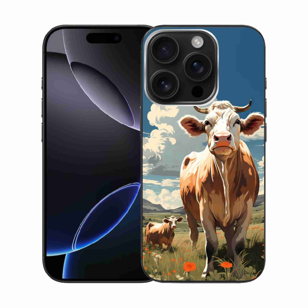 Gélový kryt mmCase na iPhone 16 Pro - kravy na lúke