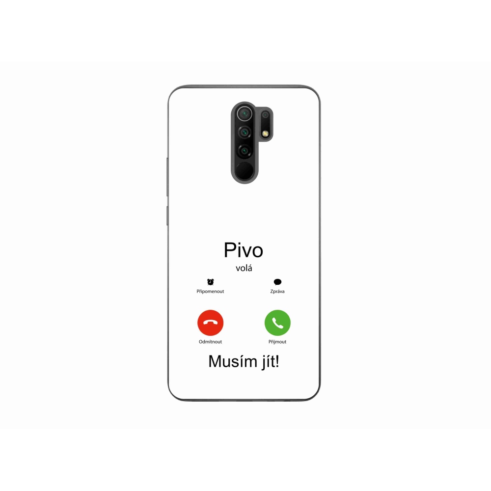 Gélový kryt mmCase na Xiaomi Redmi 9 - pivo volá biele pozadie