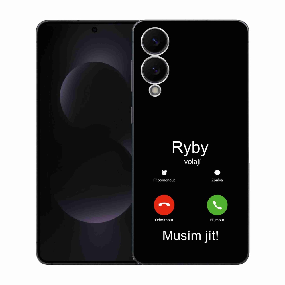 Gélový kryt mmCase na Samsung Galaxy S25 Edge - ryby volajú čierne pozadie