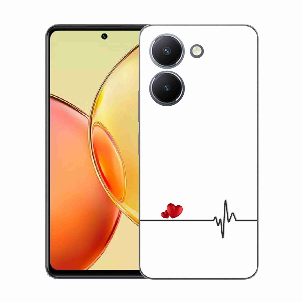 Gélový kryt mmCase na Vivo Y36 - srdce a tep biele pozadie