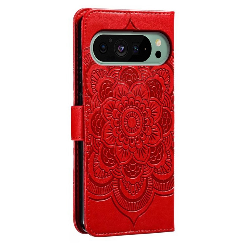 Mandala knižkové puzdro na Google Pixel 10 Pro/Pixel 10/9 Pro/9 - červené