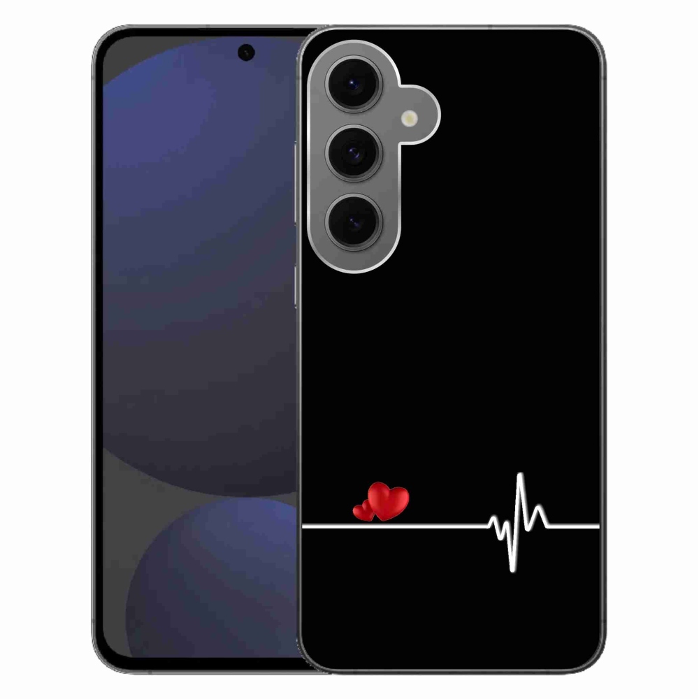 Gélový kryt mmCase na Samsung Galaxy S24 FE - srdce a tep čierne pozadie