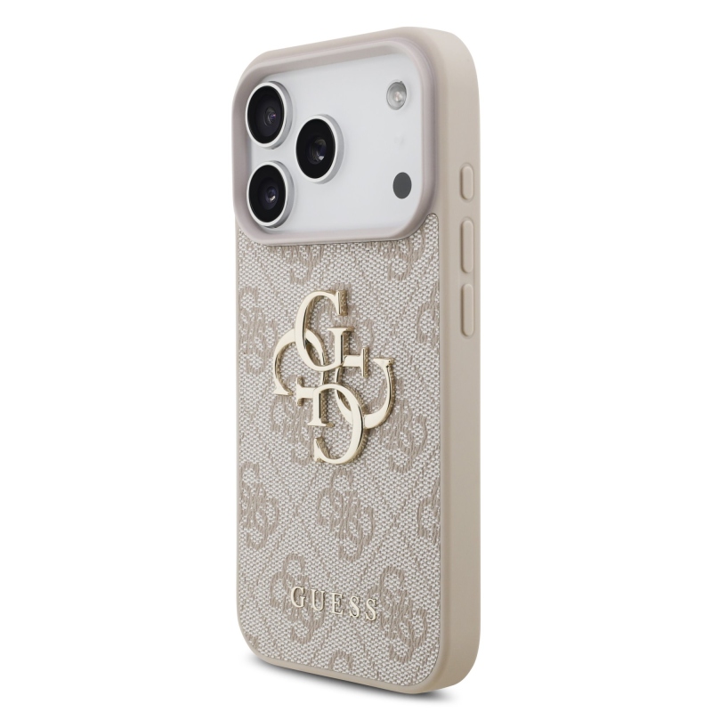 Guess PU 4G Metal Logo zadný kryt pre iPhone 18 Pro, ružový