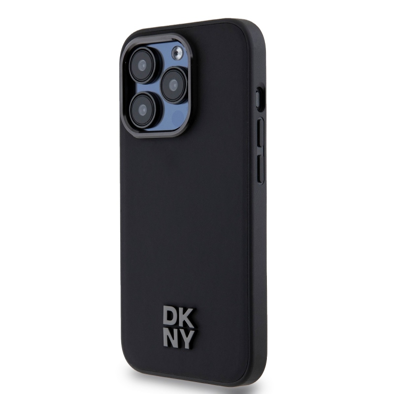 DKNY PU Leather Stack Logo Magsafe Zadný Kryt pre iPhone 15 Pro Max Black