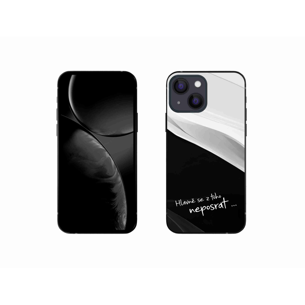 Gélový kryt mmCase na iPhone 13 mini 5.4 - vtipný text 13 čiernobiele pozadie