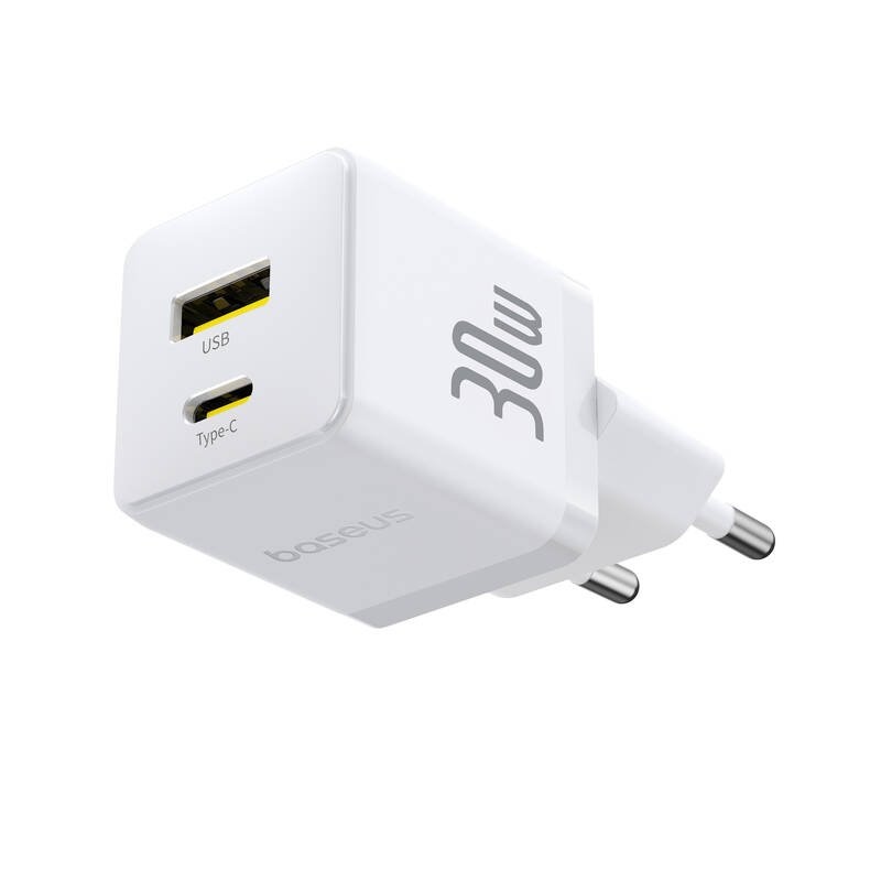 Rýchla nabíjačka Baseus Palm USB-A + USB-C 30W biela