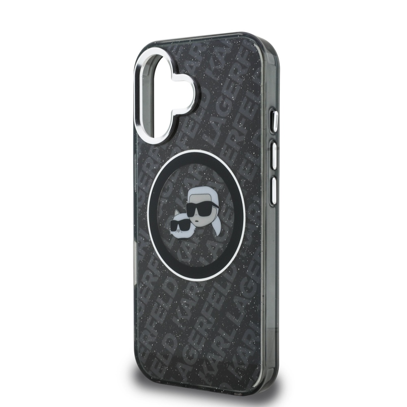 Karl Lagerfeld IML K&CH Heads Repeated Logo MagSafe Zadný Kryt pre iPhone 16 Black