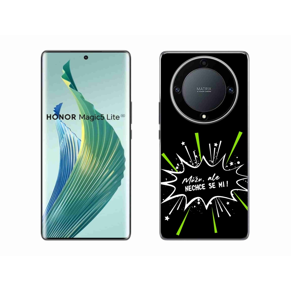 Gélový kryt mmCase na Honor Magic 5 Lite 5G - vtipný text 11 čierne pozadie