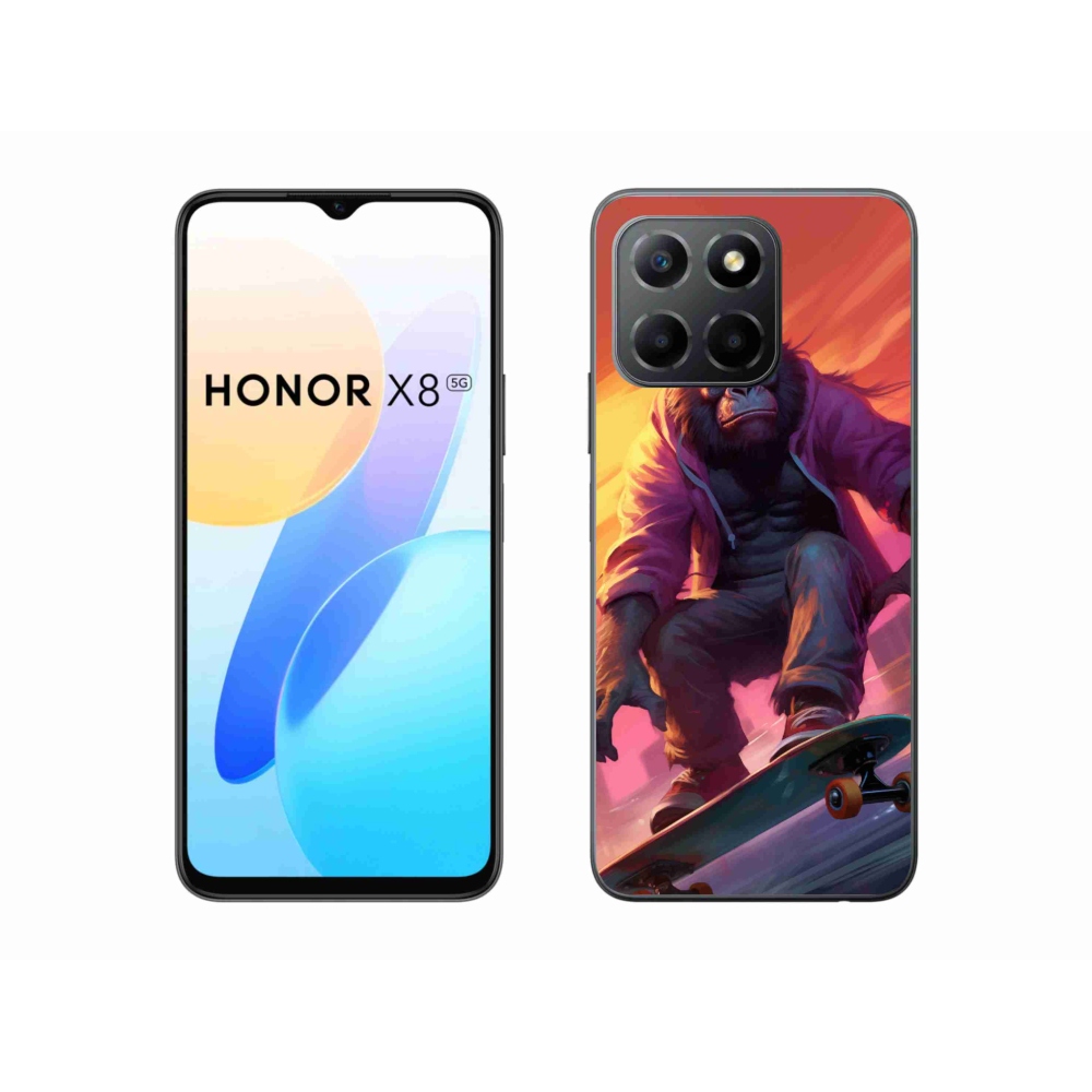 Gélový kryt mmCase na Honor X8 5G - gorila na skateboarde