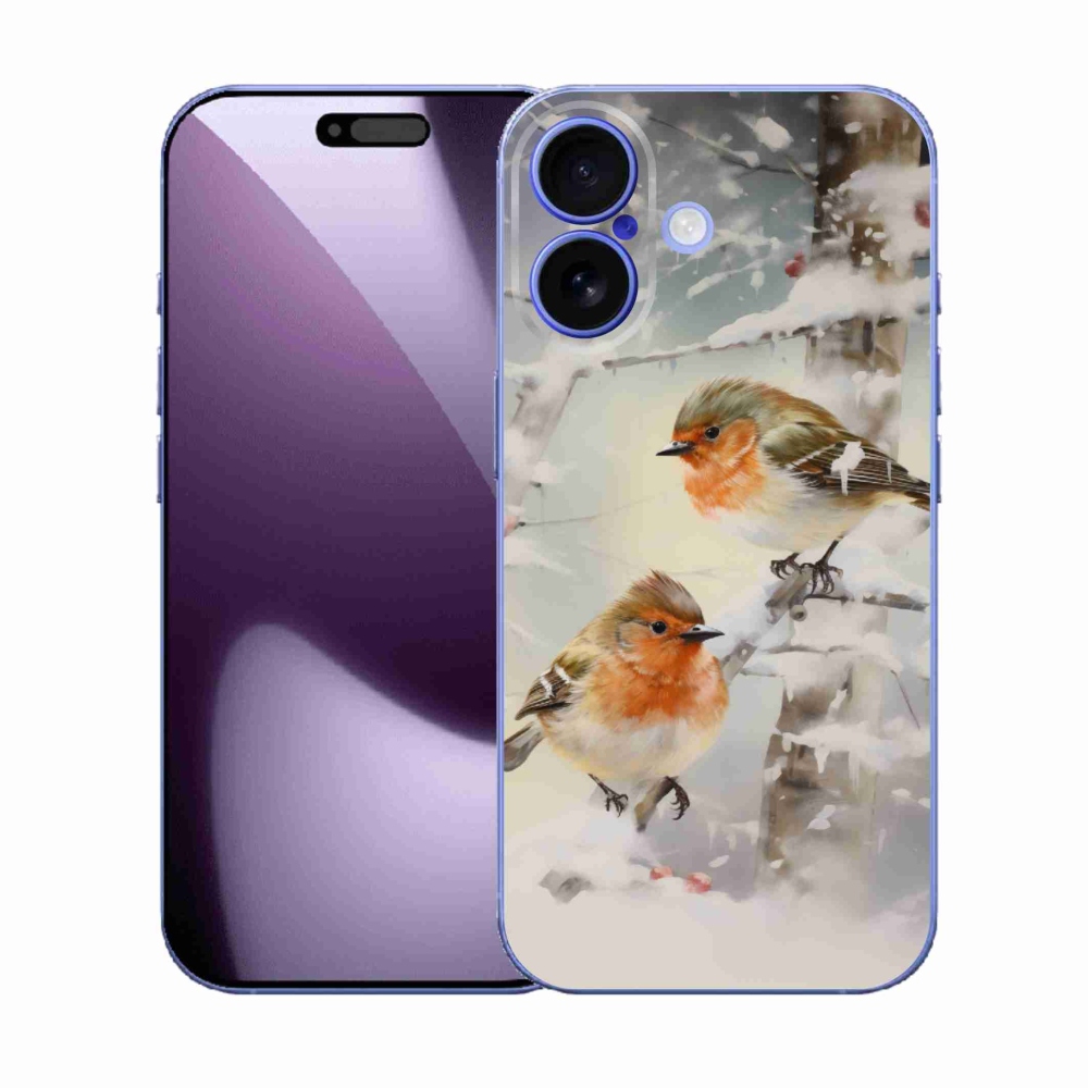 Gélový kryt mmCase na iPhone 17 - vtáčiky v zime