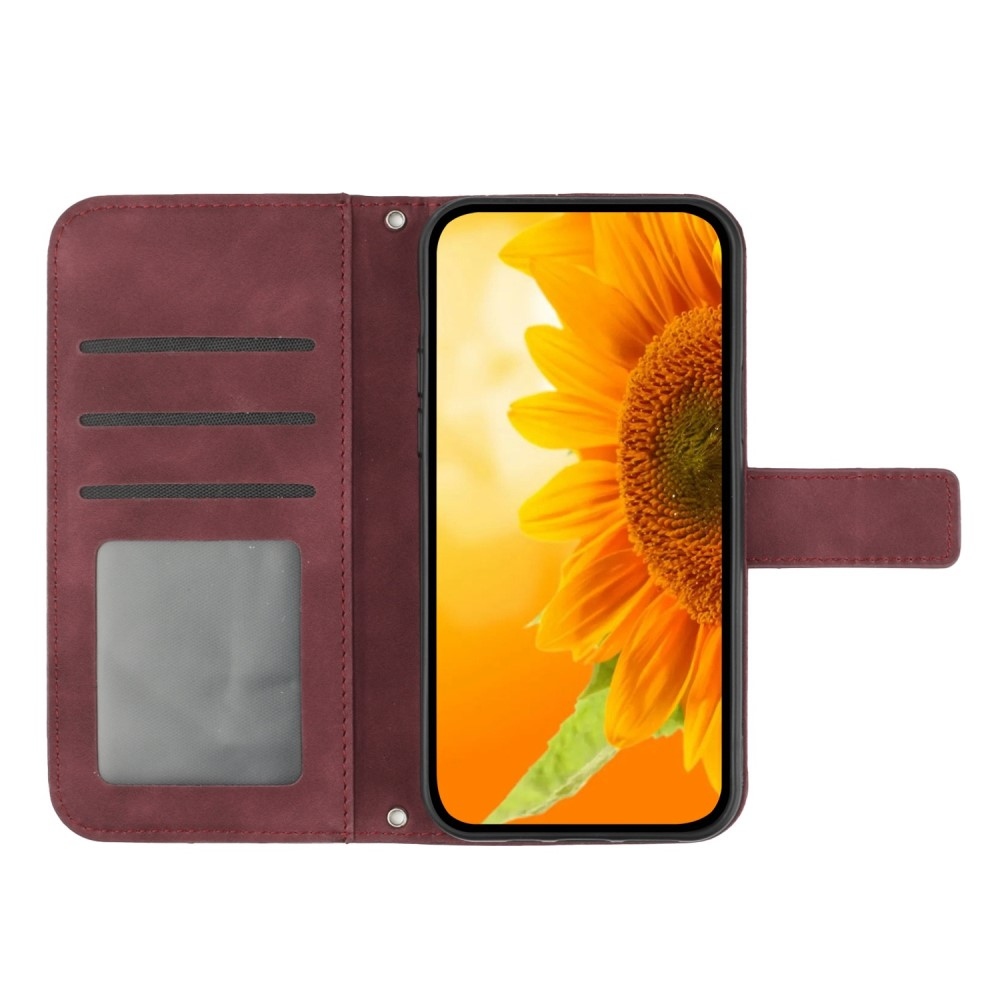 Sunflower knižkové púzdro na Vivo X80 Lite - vínové