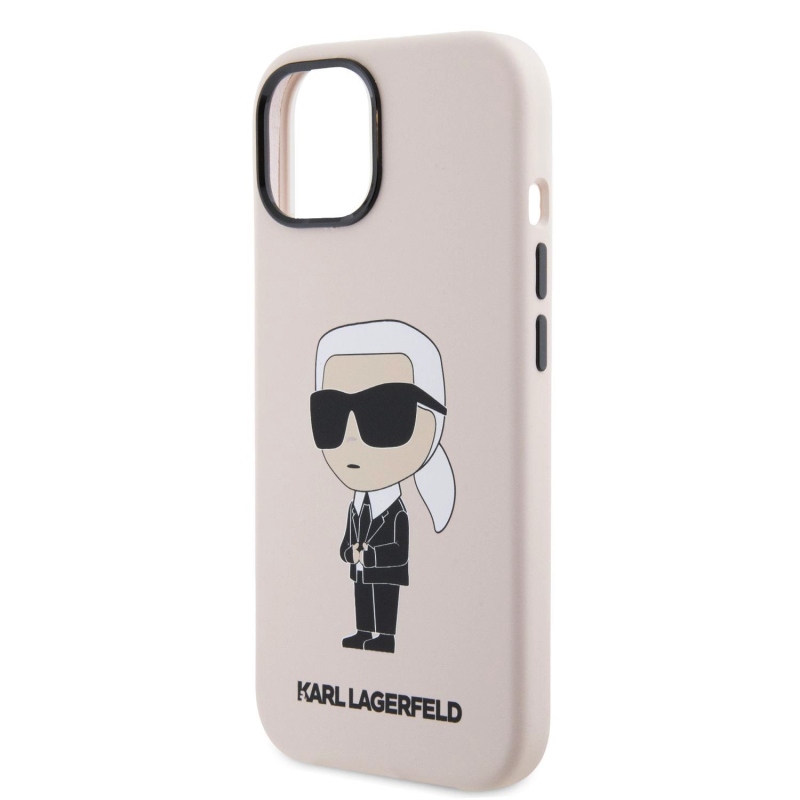 Karl Lagerfeld Liquid Silicone Ikonik NFT Zadný Kryt pre iPhone 15 Pink