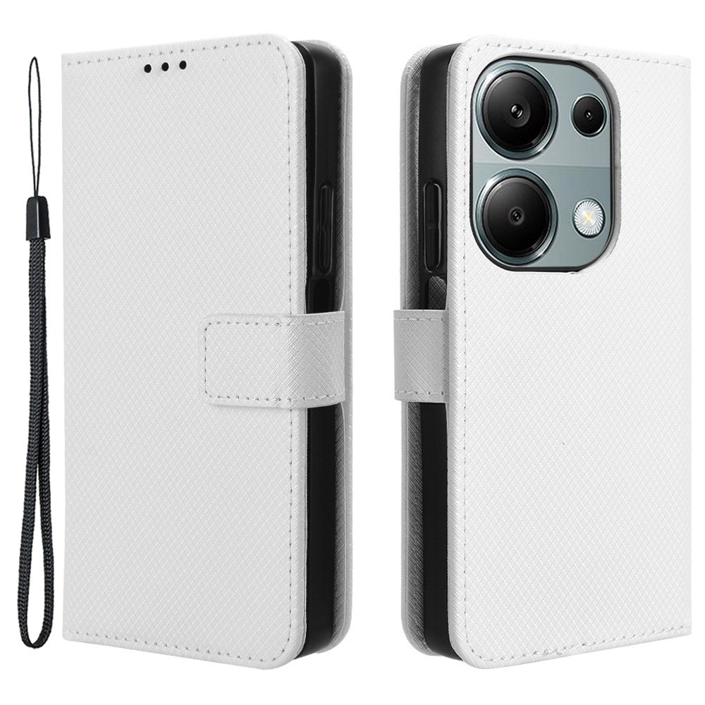 Diamond knižkové púzdro na Xiaomi Redmi Note 14S/Note 13 Pro 4G/Poco M6 Pro - biele