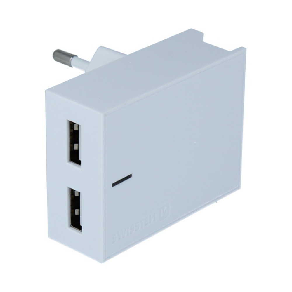 Nabíjačka Swissten Smart IC 2x USB 3A + kábel USB / Lightning 1,2 m - biela