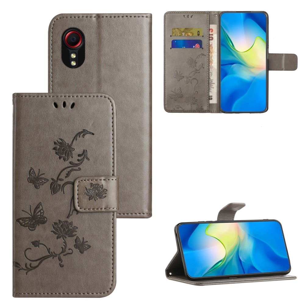 Flower knižkové púzdro na Samsung Galaxy Xcover 7 - šedé