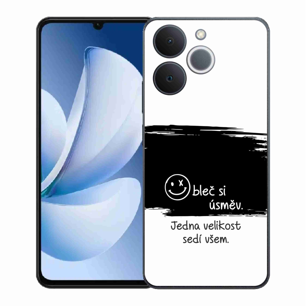 Gélový kryt mmCase na Realme Note 70T - vtipný text 8 čiernobiele pozadie