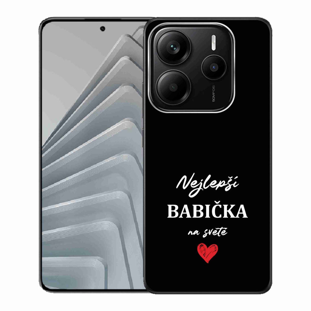 Gélový kryt mmCase na Xiaomi Redmi Note 14 5G - najlepšia babička 1 čierne pozadie