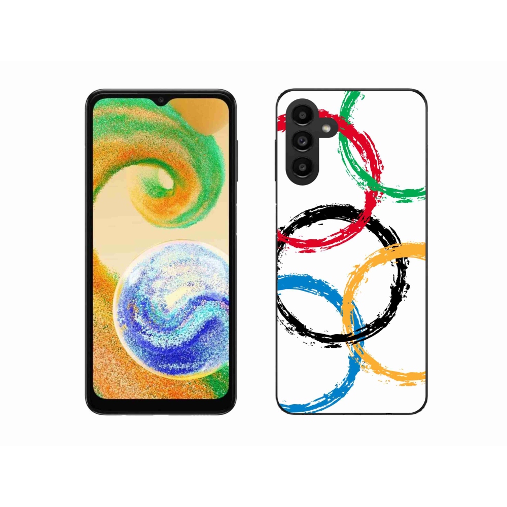 Gélový kryt mmCase na Samsung Galaxy A04s (164.7x76.7x9.1mm) - olympijské kruhy biele pozadie