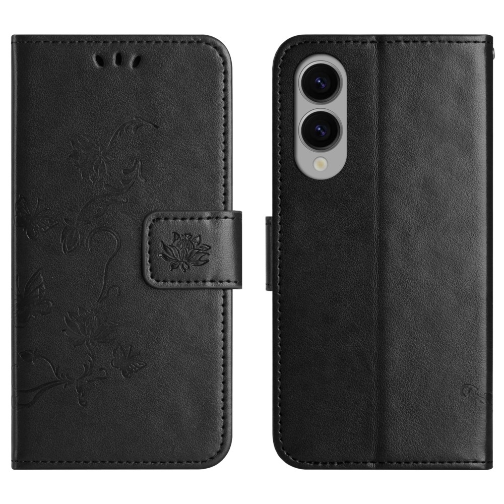 Flower knižkové púzdro na Samsung Galaxy S25 Edge - čierne