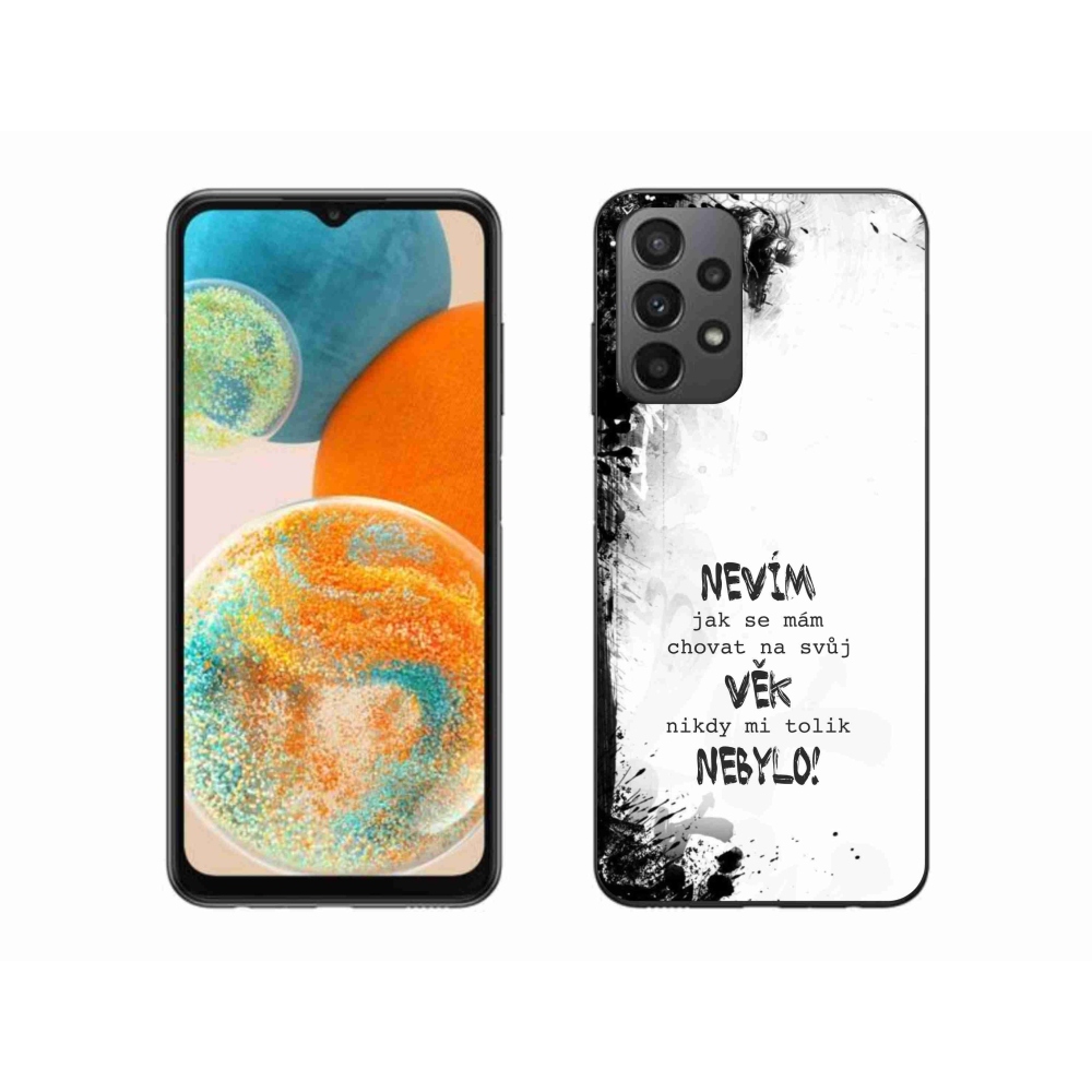 Gélový kryt mmCase na Samsung Galaxy A23 4G/5G - vtipný text 14 biele pozadie