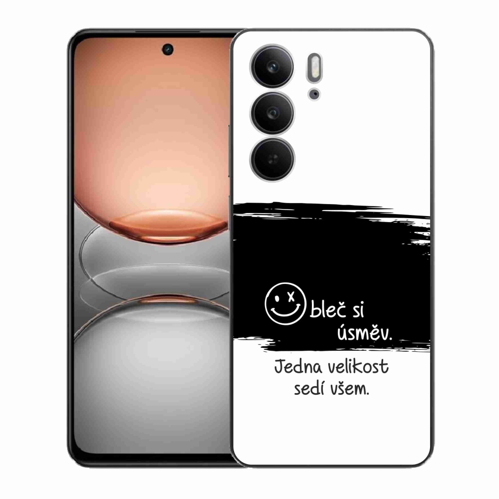 Gélový kryt mmCase na Realme C75 - vtipný text 8 čiernobiele pozadie
