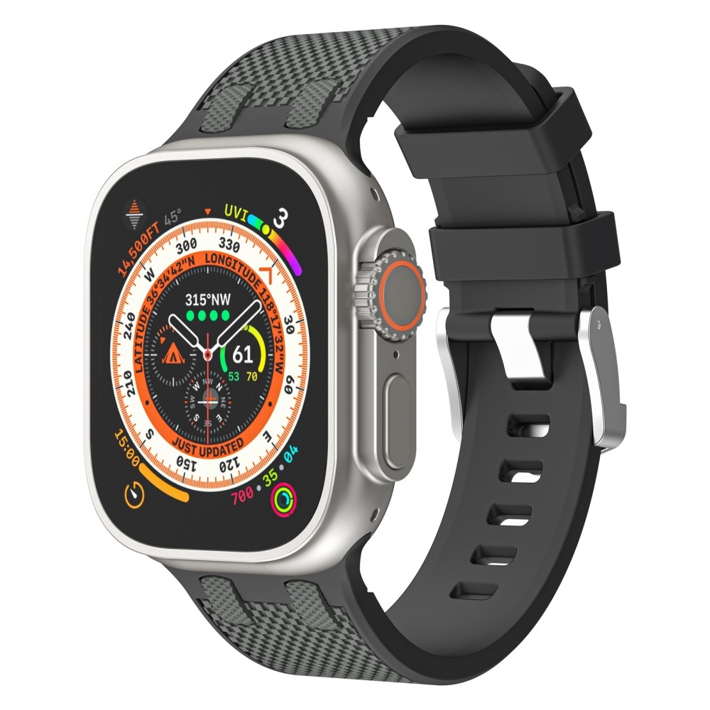 Sports silikónový remienok na Apple Watch Ultra/Ultra 2 49mm/SE/SE 2022/2023 44mm/9/8/7 45mm/6/5/4 44mm/3/2/1 42 mm - čierny/sivý