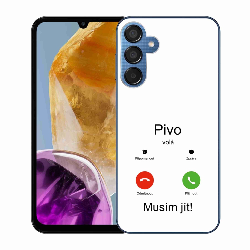 Gélový kryt mmCase na Samsung Galaxy M15 5G - pivo volá biele pozadie