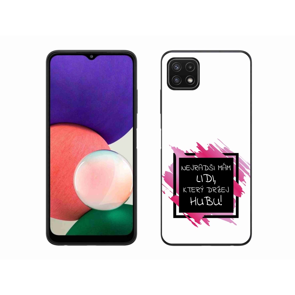 Gélový kryt mmCase na Samsung Galaxy A22 5G - vtipný text 7 čiernobiele pozadie