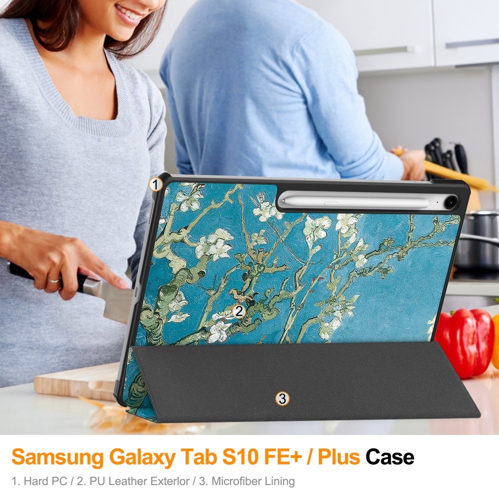 Patte chytré zatváracie púzdro na Samsung Galaxy Tab S10 FE+ - biele kvety