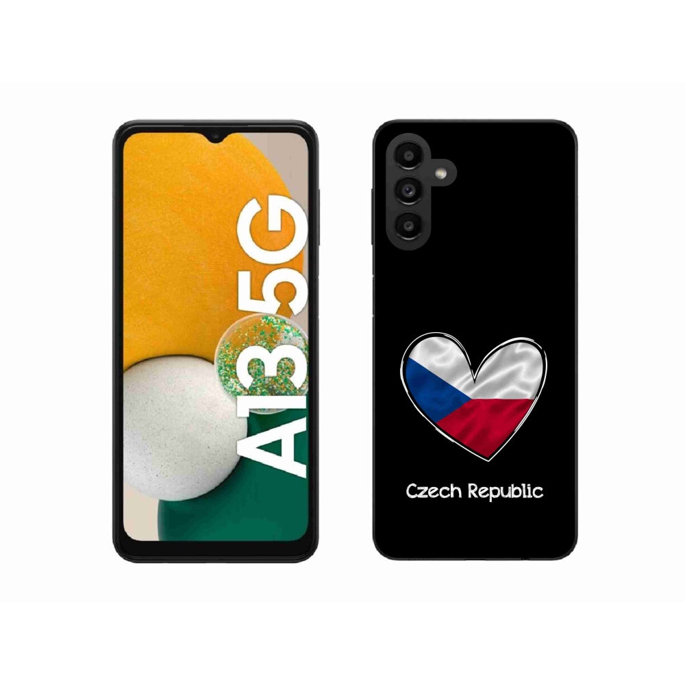 Gélový kryt mmCase na Samsung Galaxy A13 5G - vlajka srdca čierne pozadie