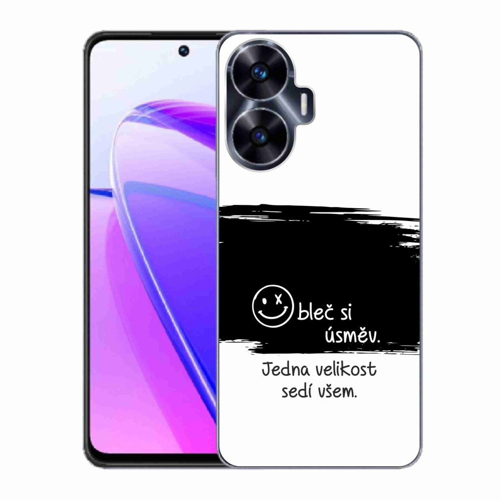 Gélový kryt mmCase na Realme C55 - vtipný text 8 čiernobiele pozadie