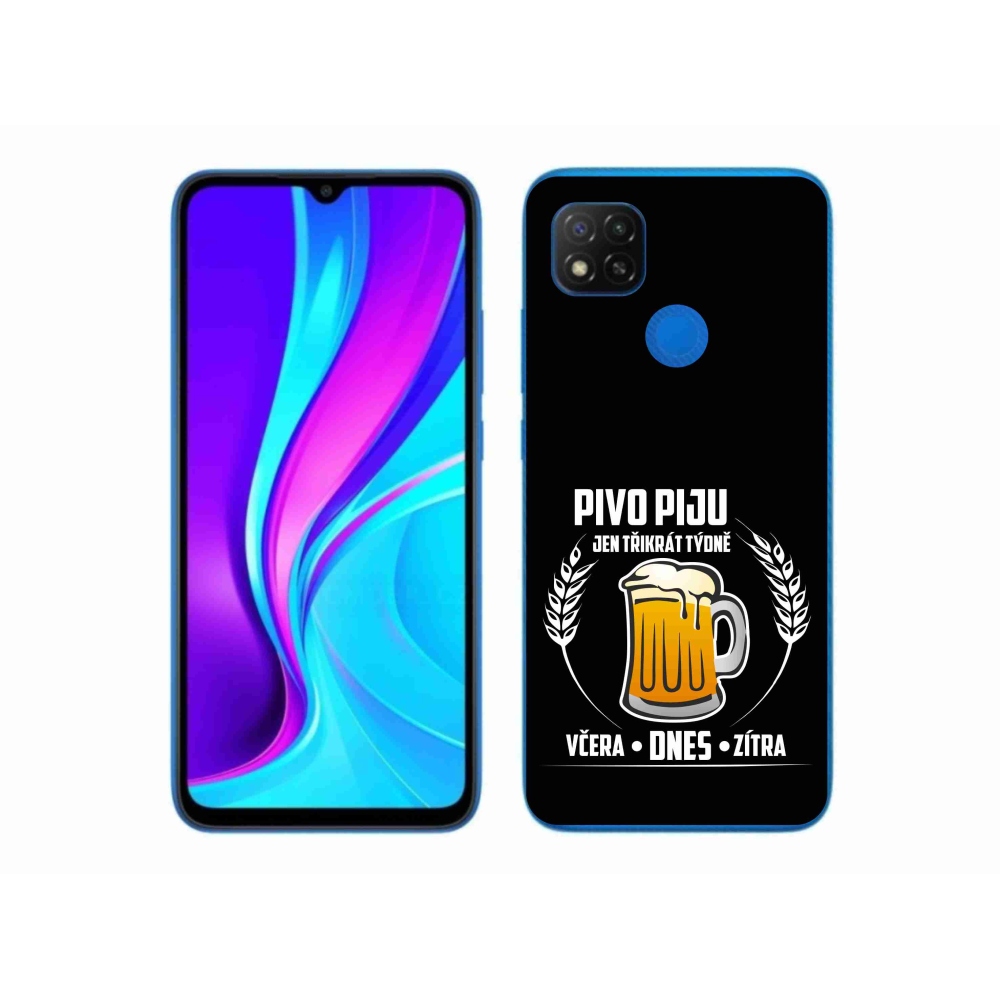 Gélový kryt mmCase na Xiaomi Redmi 9C - pivný motív čierne pozadie