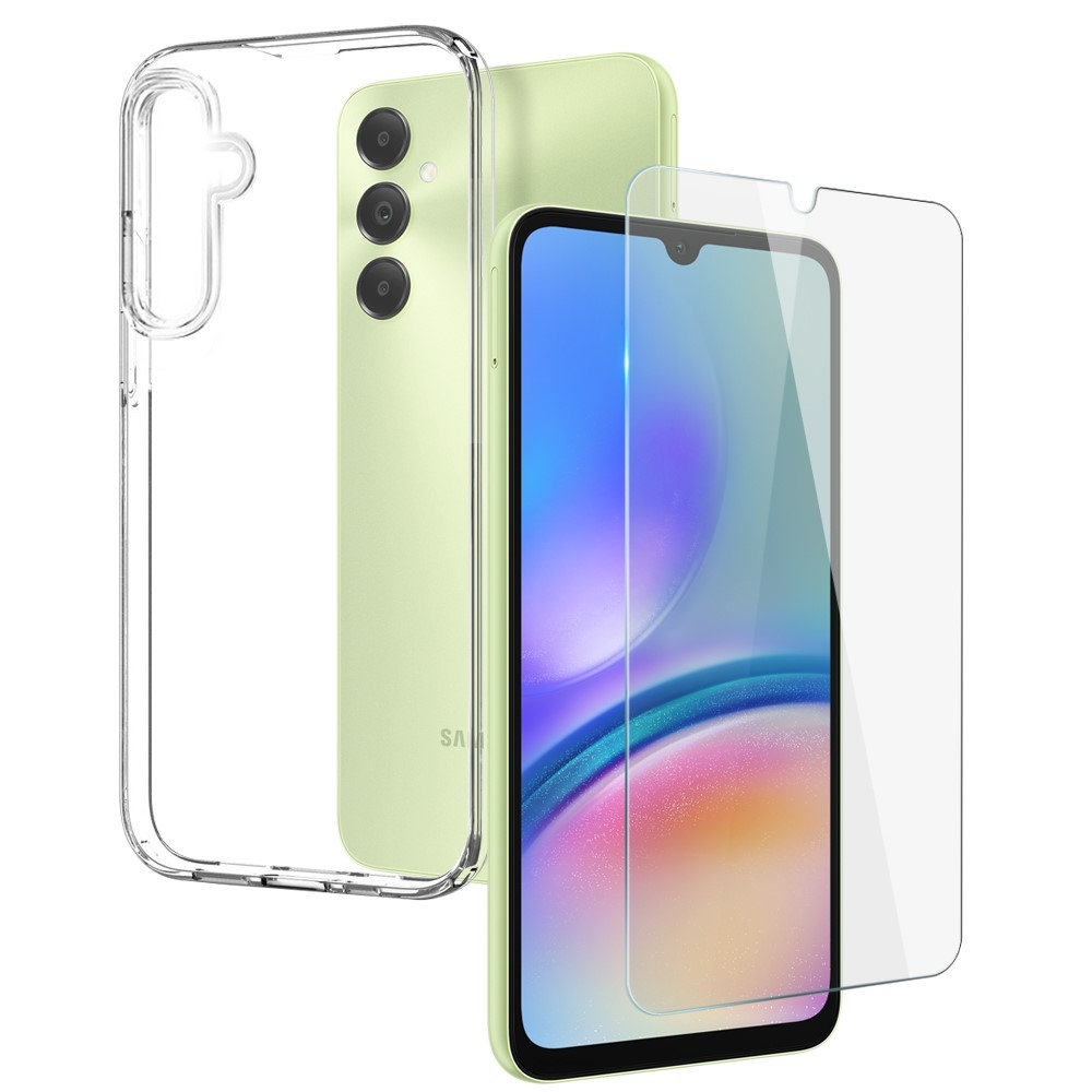 NORTHJO priehľadný gélový obal + tvrdené sklo na Samsung Galaxy A05s - priehľadný