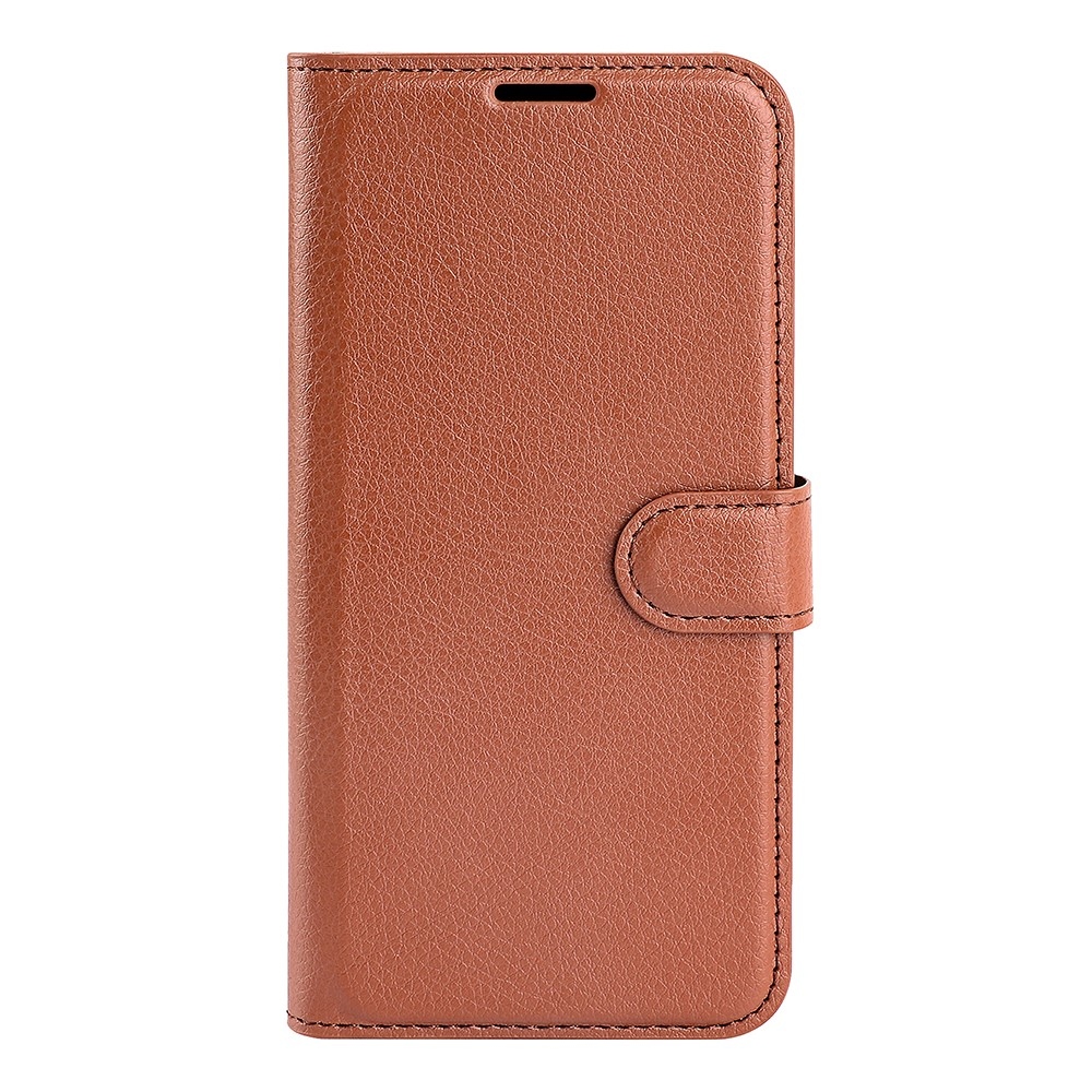 Litchi knižkové puzdro na Xiaomi Redmi Note 14S - hnedé