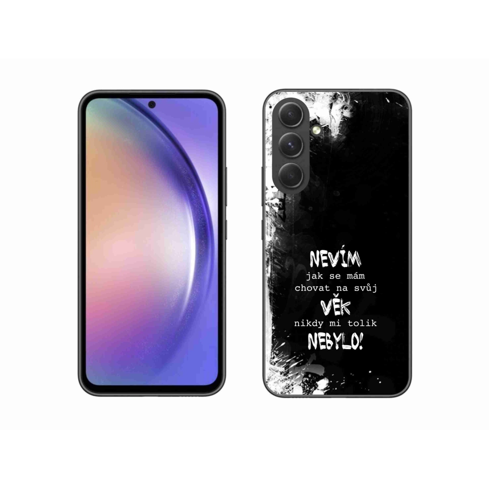 Gélový kryt mmCase na Samsung Galaxy A54 5G - vtipný text 14 čierne pozadie
