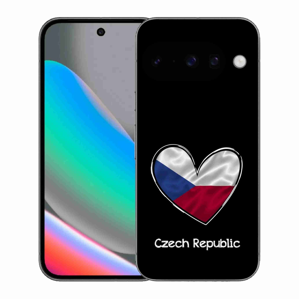 Gélový kryt mmCase na Google Pixel 10 - vlajka srdca čierne pozadie