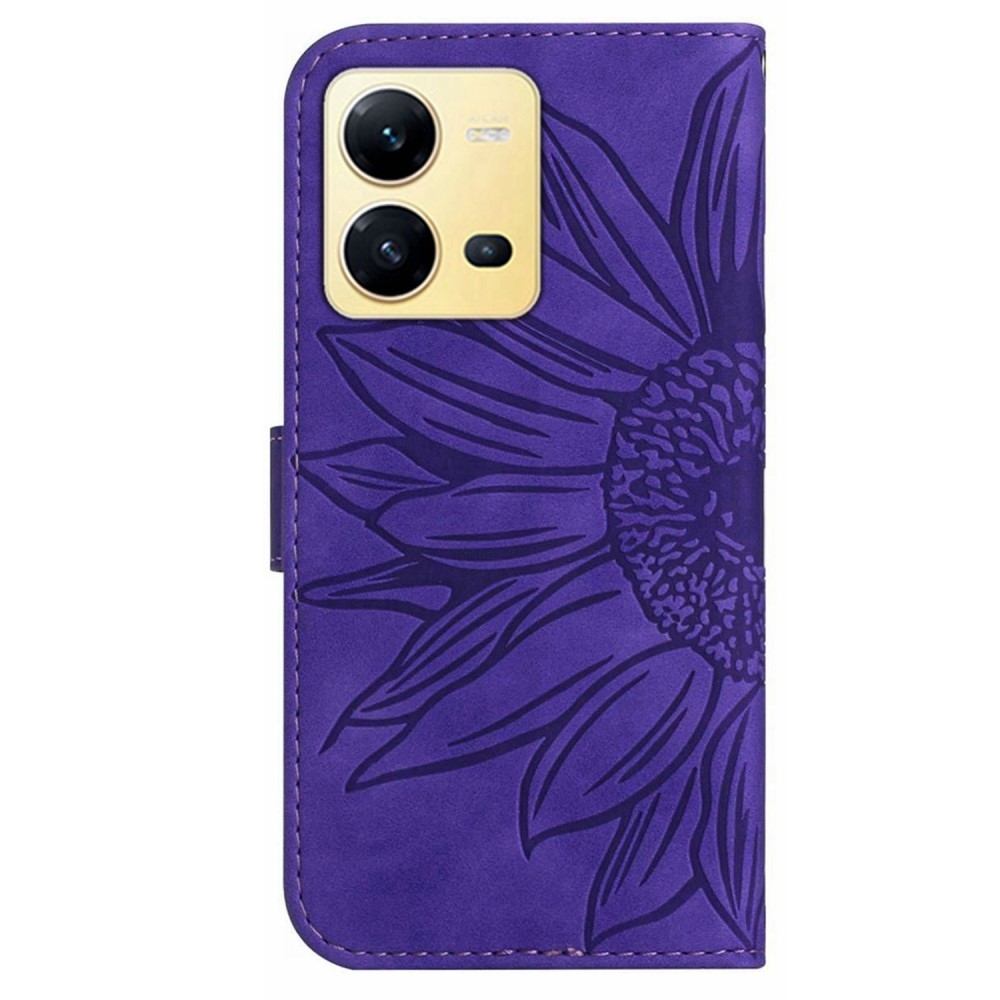 Sunflower knižkové púzdro na Vivo X80 Lite - tmavofialové