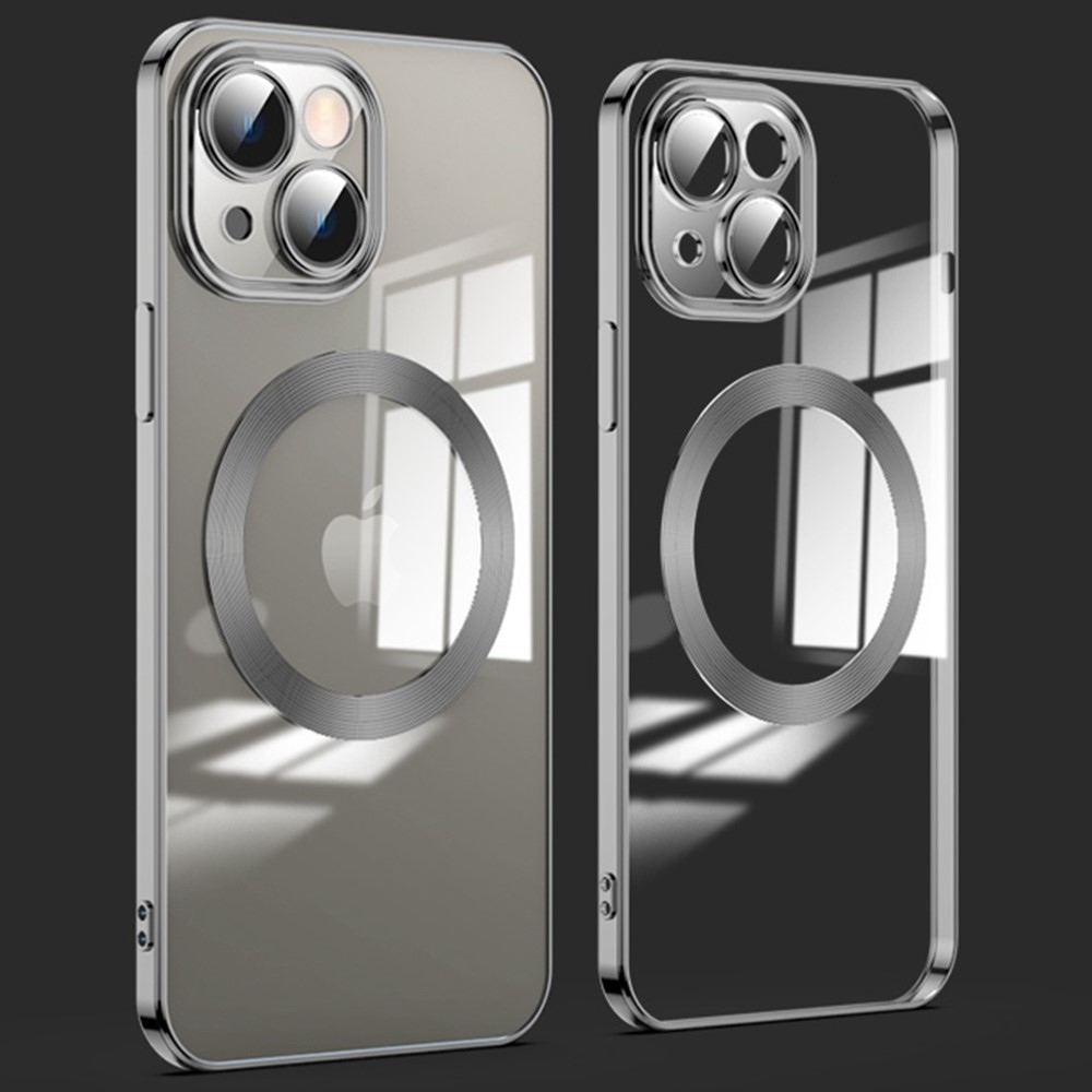 Clear obal s ochranou fotoaparátu a podporou MagSafe na iPhone 14 Plus - čierny