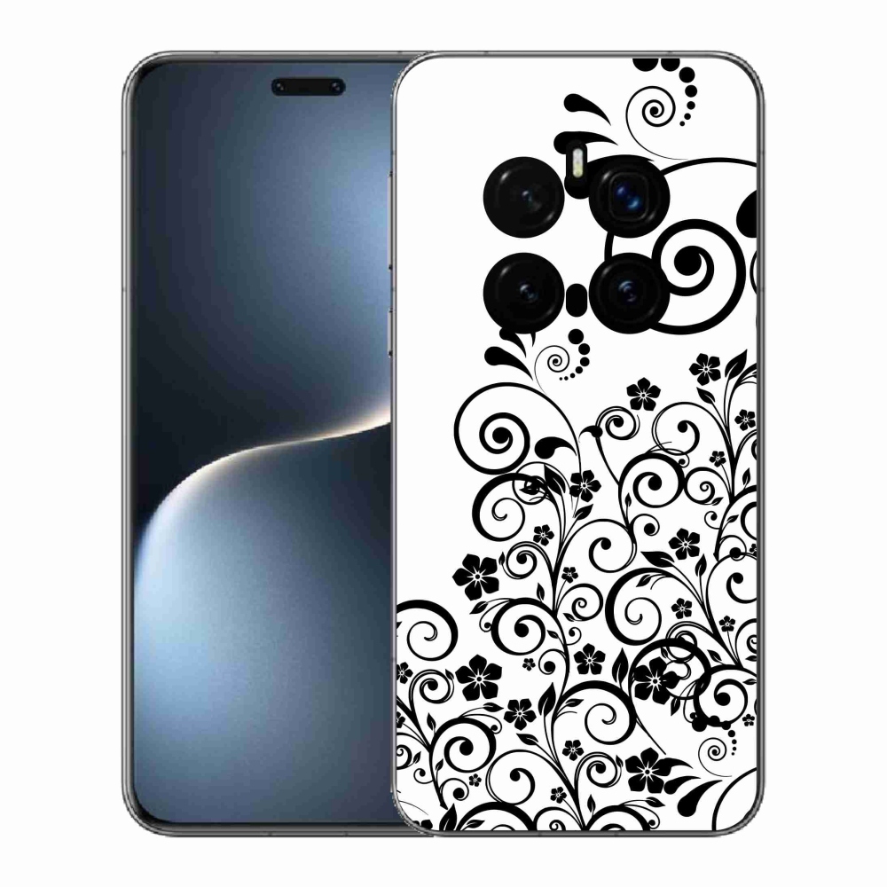 Gélový kryt mmCase na Honor Magic 7 Pro 5G - čiernobiele kvetinové vzory