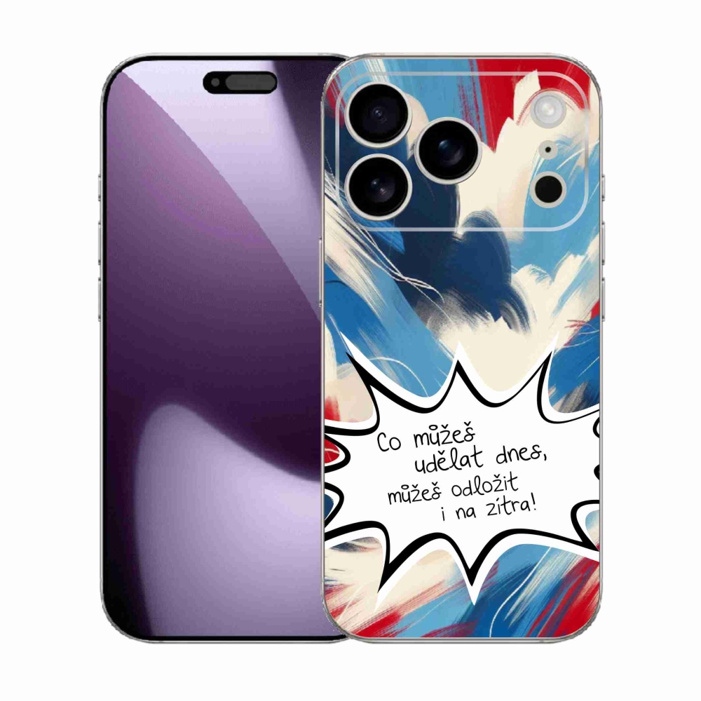 Gélový kryt mmCase na iPhone 17 Pro - vtipný text 9 biele pozadie