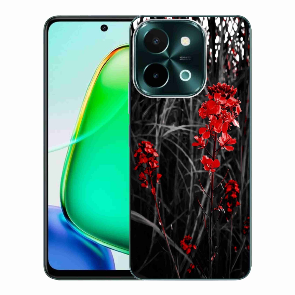 Gélový kryt mmCase na Vivo Y28 - červená rastlina