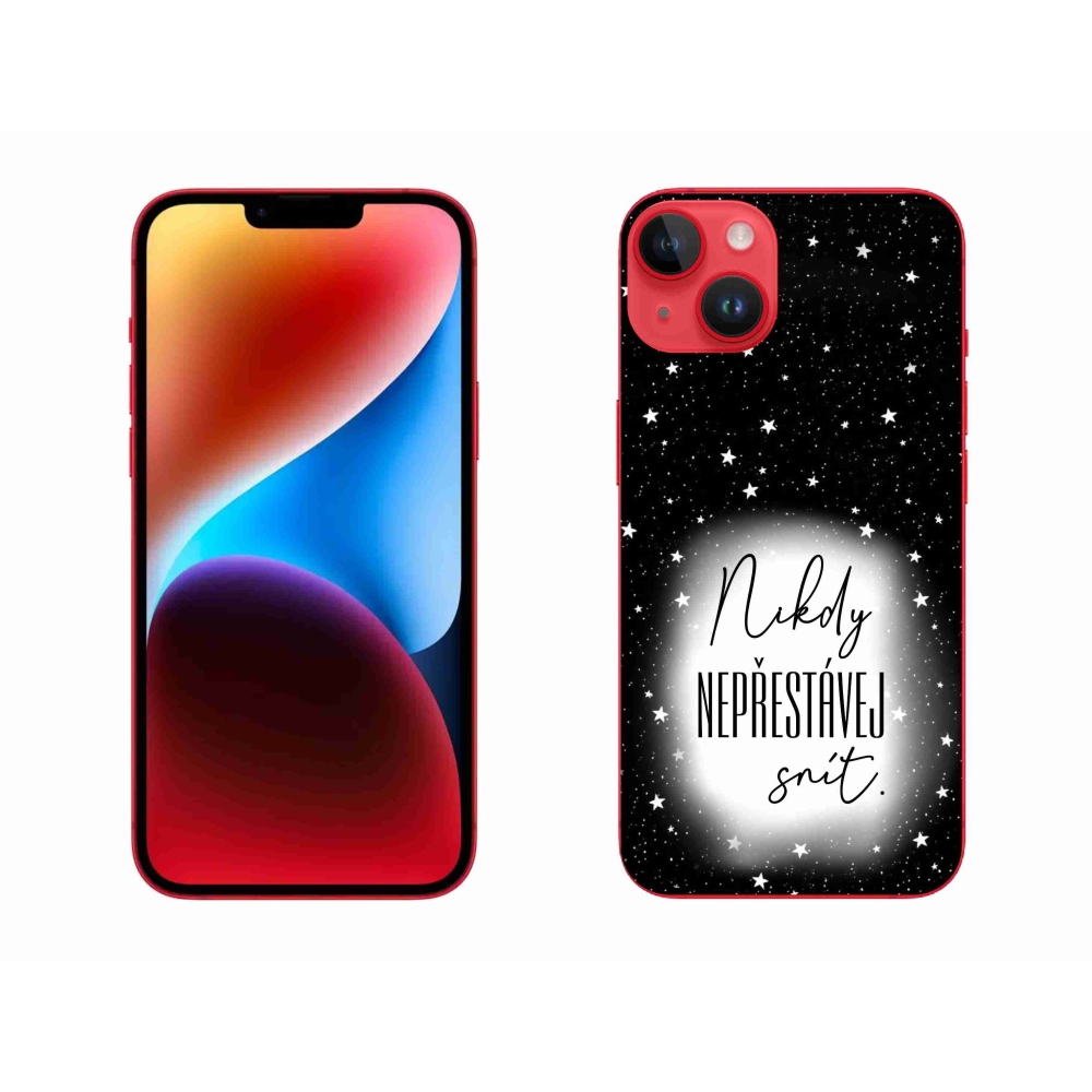 Gélový kryt mmCase na iPhone 14 Plus - citát 1 bieločierne pozadie