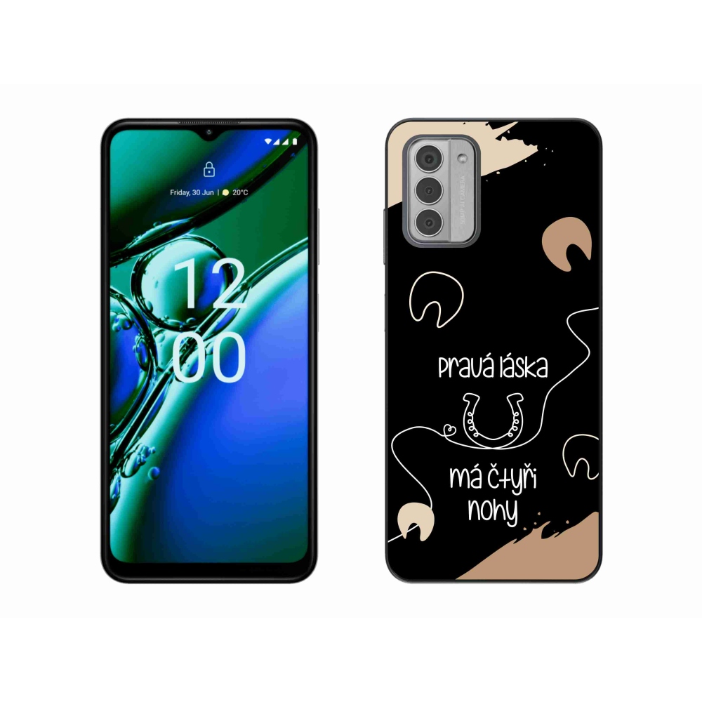 Gélový kryt mmCase na Nokia G42 - konský motív čierne pozadie