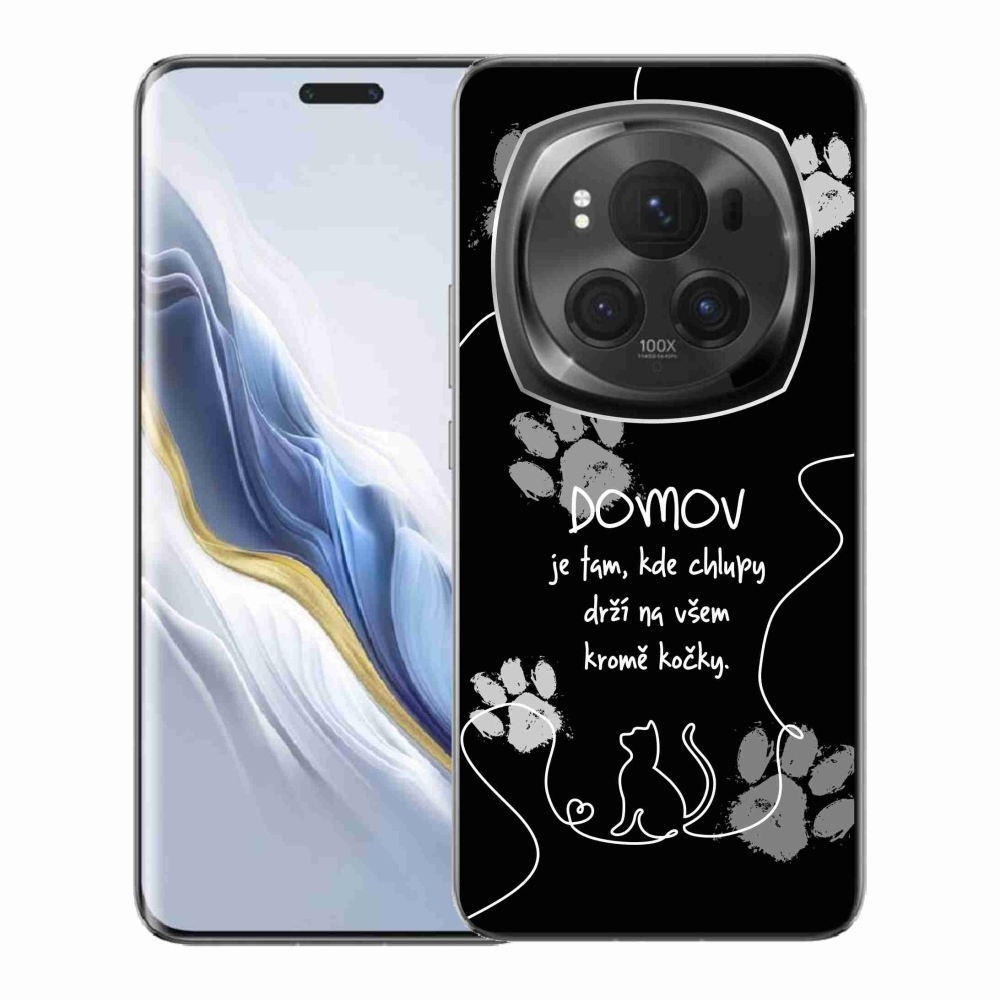 Gélový kryt mmCase na Honor Magic 6 Pro 5G - mačacie motív čierne pozadie