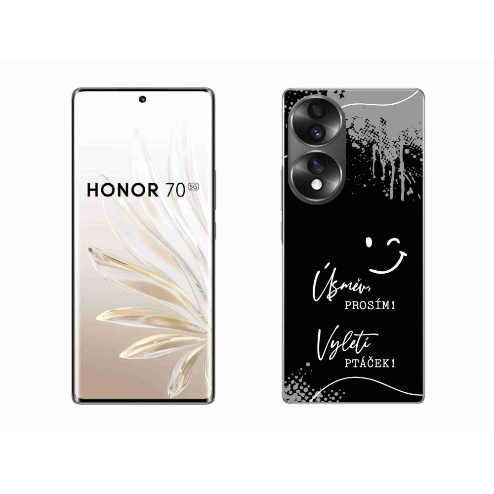 Gélový kryt mmCase na Honor 70 - vtipný text 4 čierne pozadie