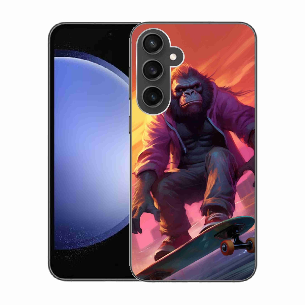 Gélový kryt mmCase na Samsung Galaxy S23 FE - gorila na skateboarde