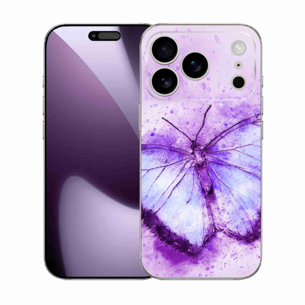Gélový kryt mmCase na iPhone 17 Pro - fialový motýľ